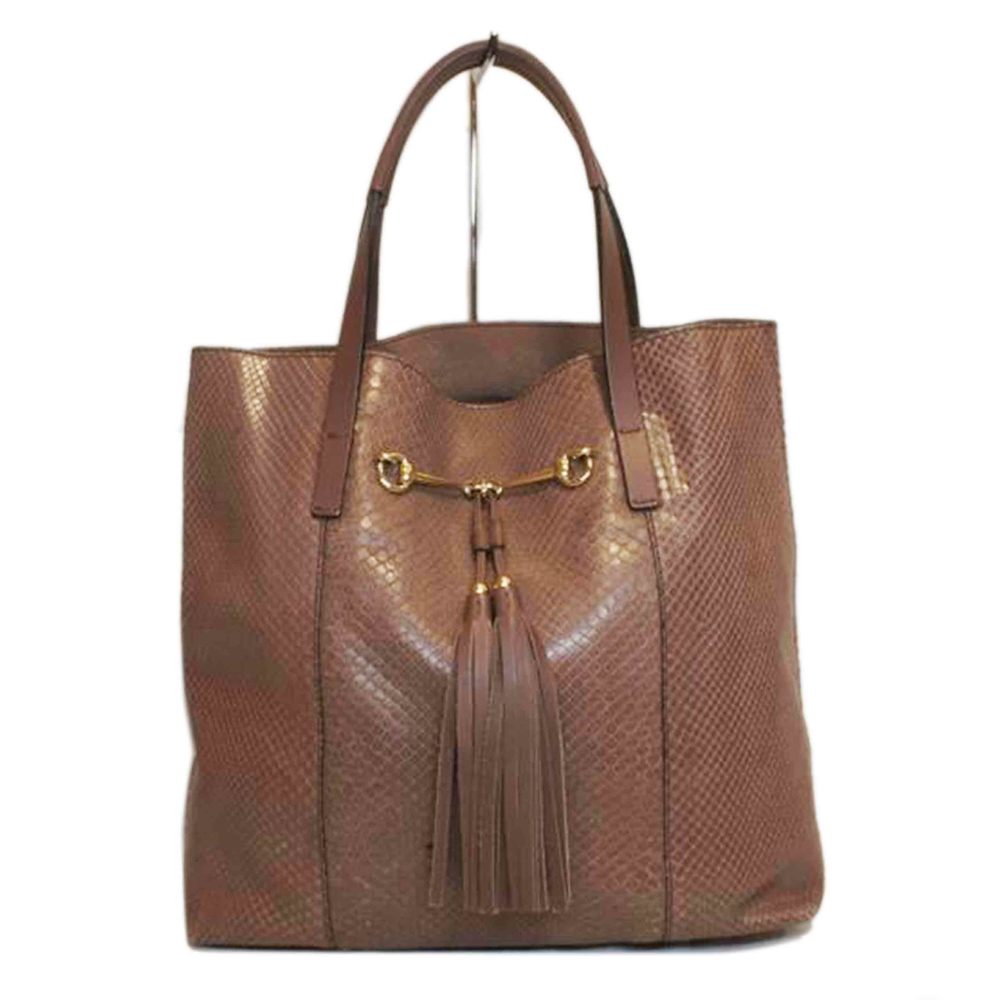 Gucci Python Horsebit Tote Bag Brown - image 1